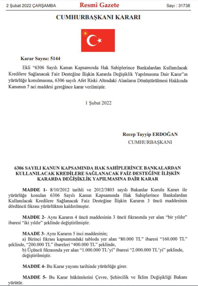 Kentsel dönüşümde kredi tutarları 2 katına çıkarıldı